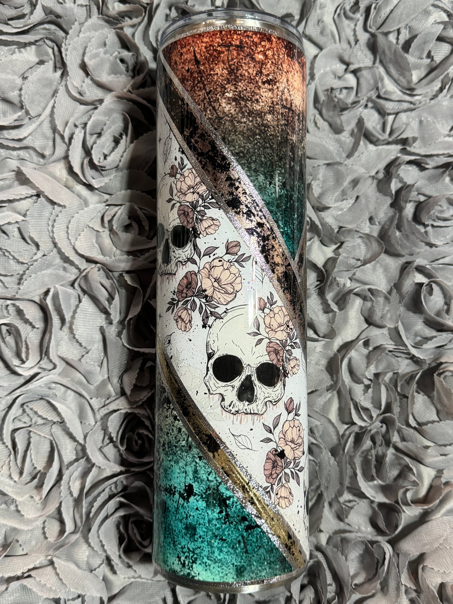 32oz Floral Skull Mixed Media