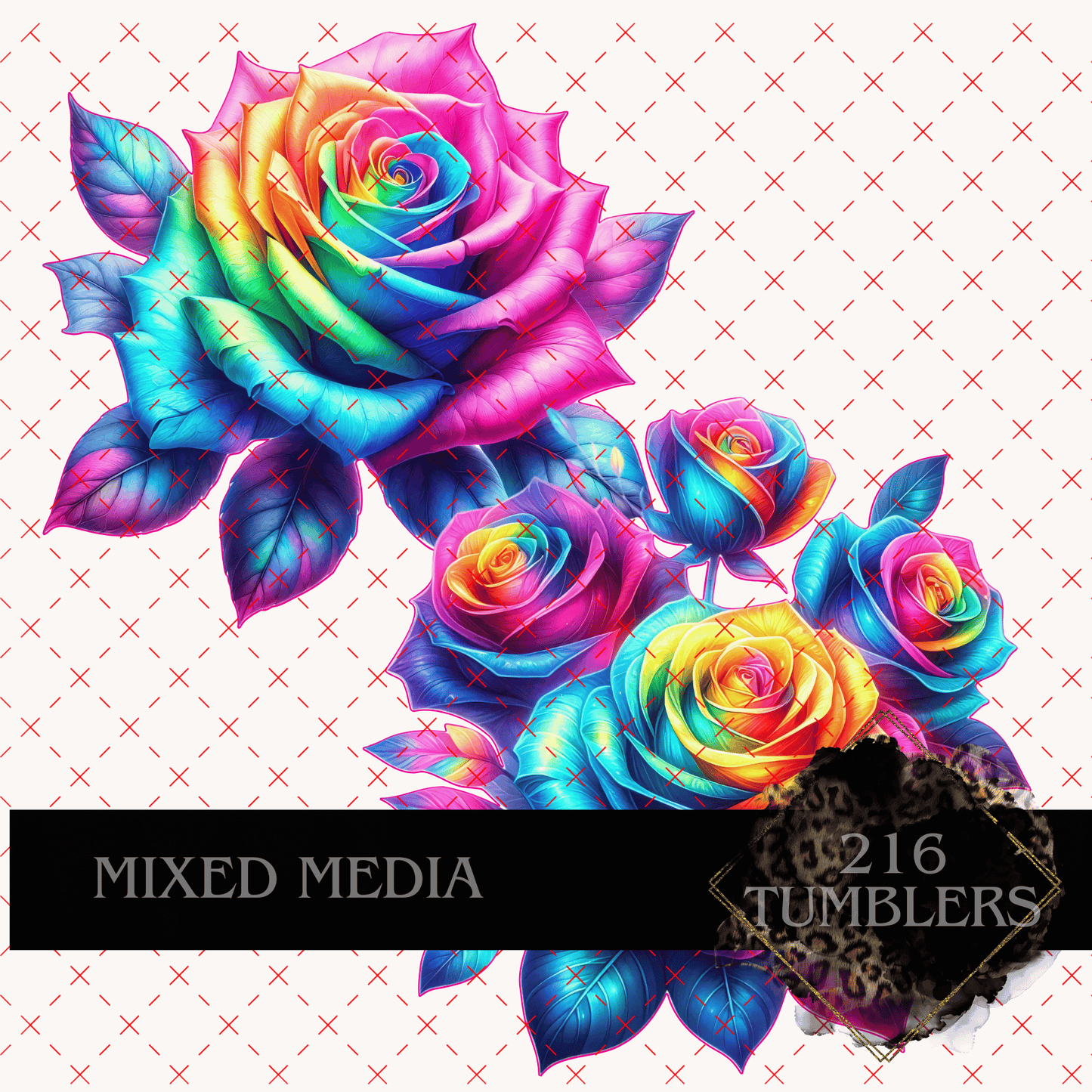 PRE CUT VINYL RAINBOW ROSE (LARGE DECAL)