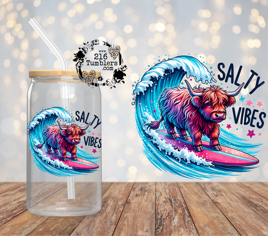 Salty Vibes Highland Cow Surfer