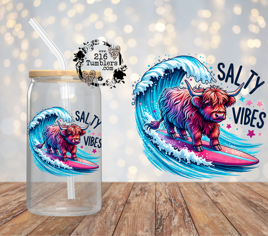 #D-254 Salty Vibes Highland Cow Surfer