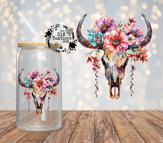 BULL SKULL DANGLING FLOWERS