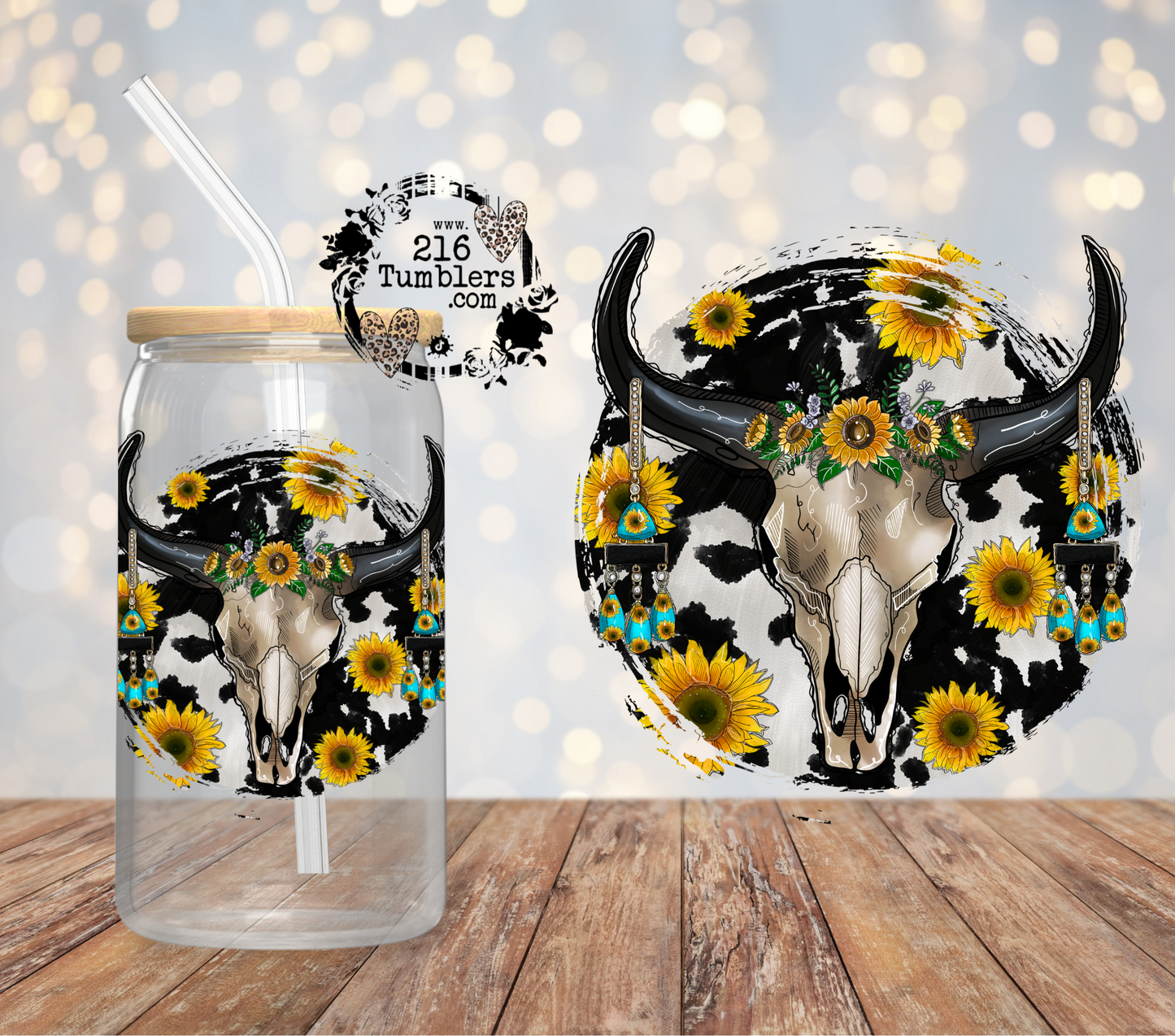 #D-284 SUNFLOWER BULL SKULL