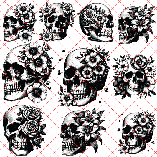 10X10-51 MONO CHROME SKULLS