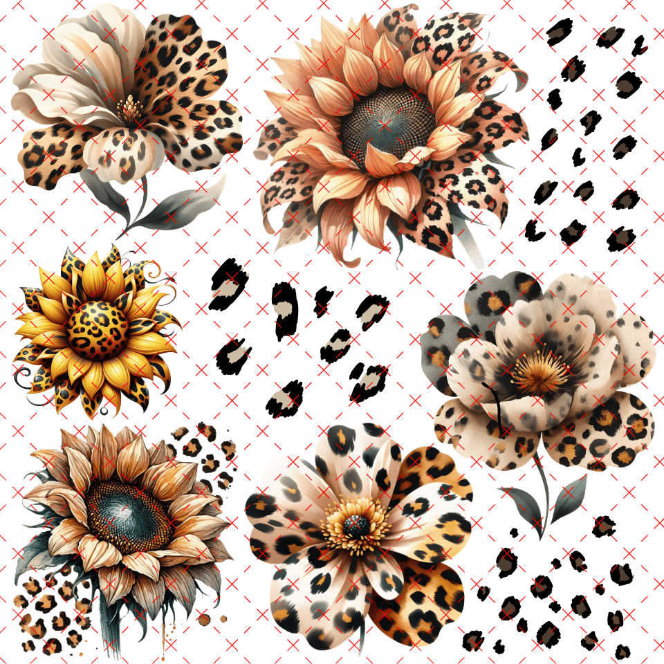 10X10-37 FLOWERS AND LEOPARD