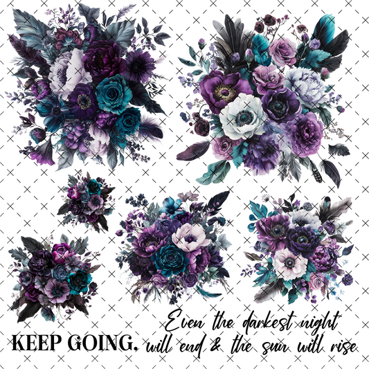 #20-177 KEEP GOING PURPLE AND TEAL FLOWERS