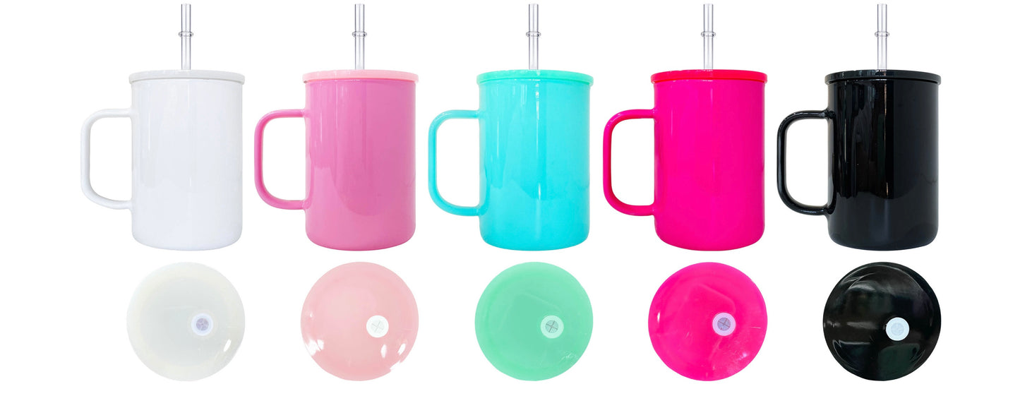 Sublimation Glass Mug with Colored Lid