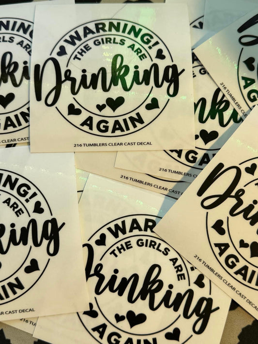 Girls Drinking CLEAR DECAL