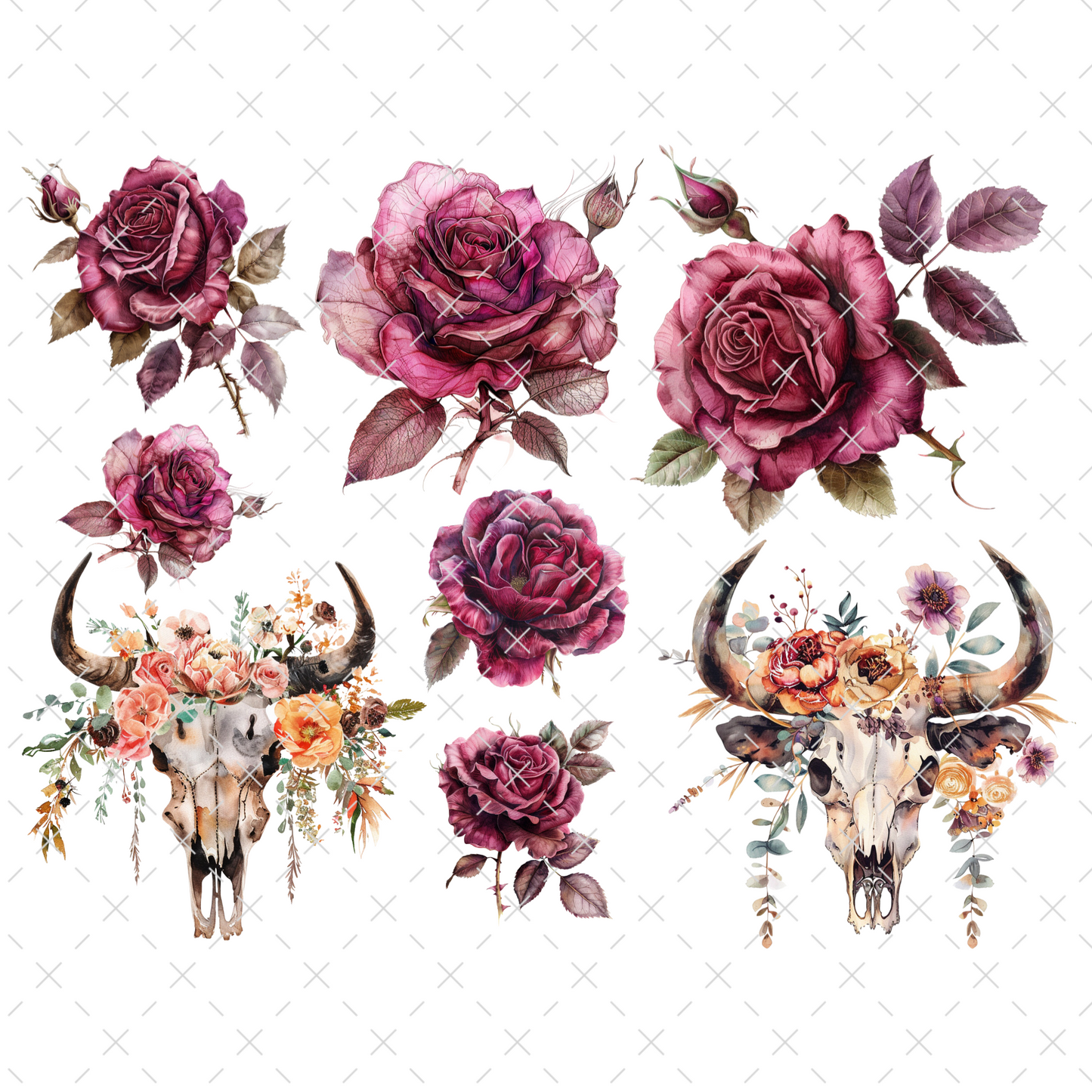 #20-156 PINK BULL SKULLS