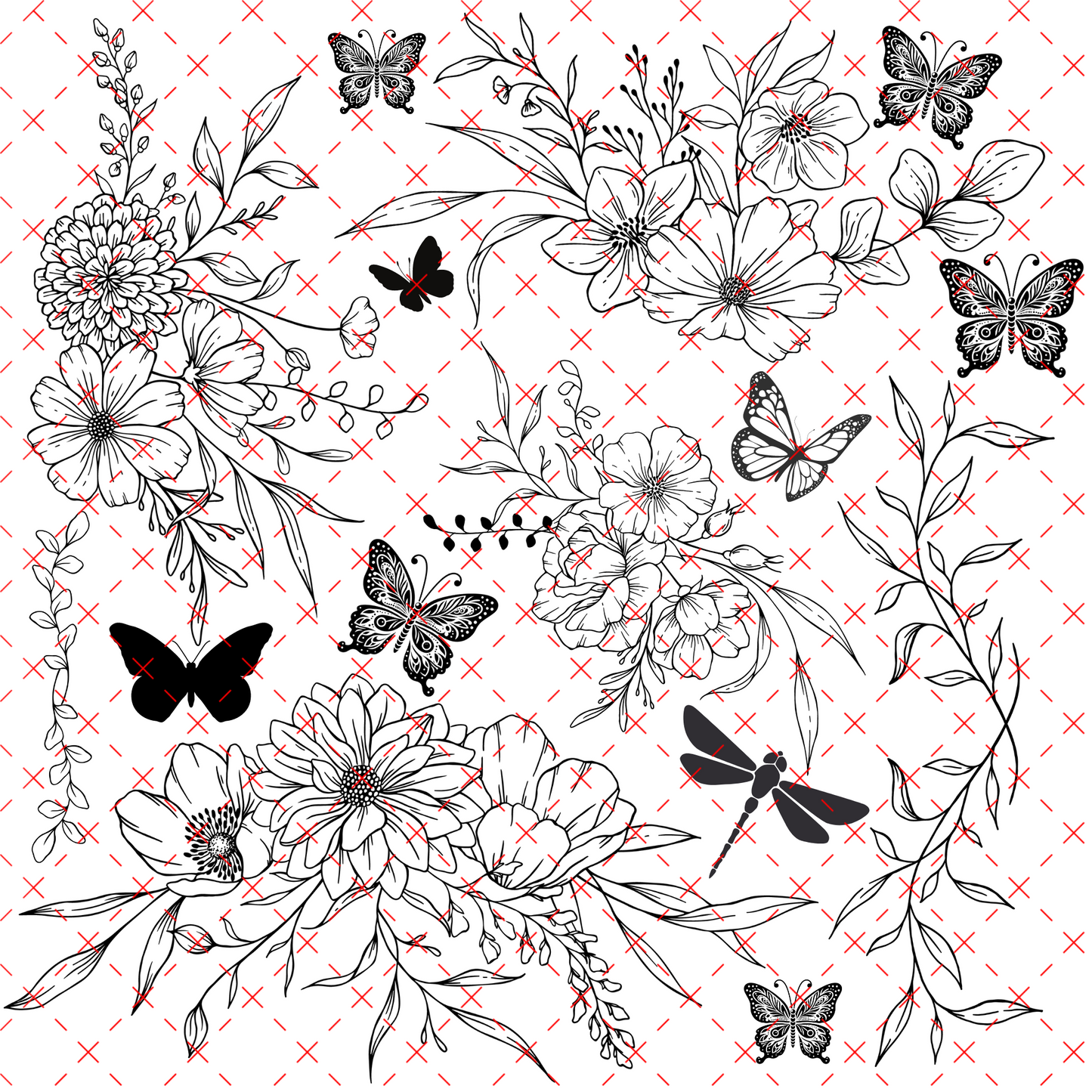 10X10 OUTLINES  #14 BUTTERFLIES