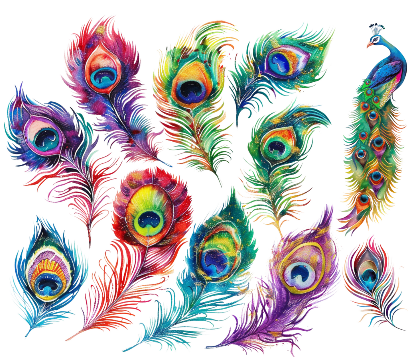 #20-116 Colorful Peacock Feathers